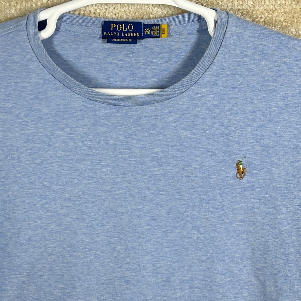 Polo Ralph Lauren Mens Classic Custom Slim Fit T-Shirt Light Blue XXL Logo Tee